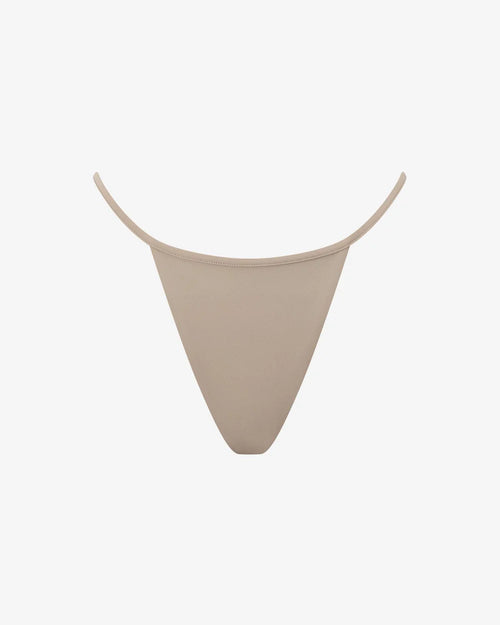 Essentials Bottom in Sand - high-cut swim bottom, front view