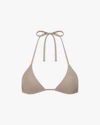 Essentials Top in Sand - Italian matte triangle swim top, front view