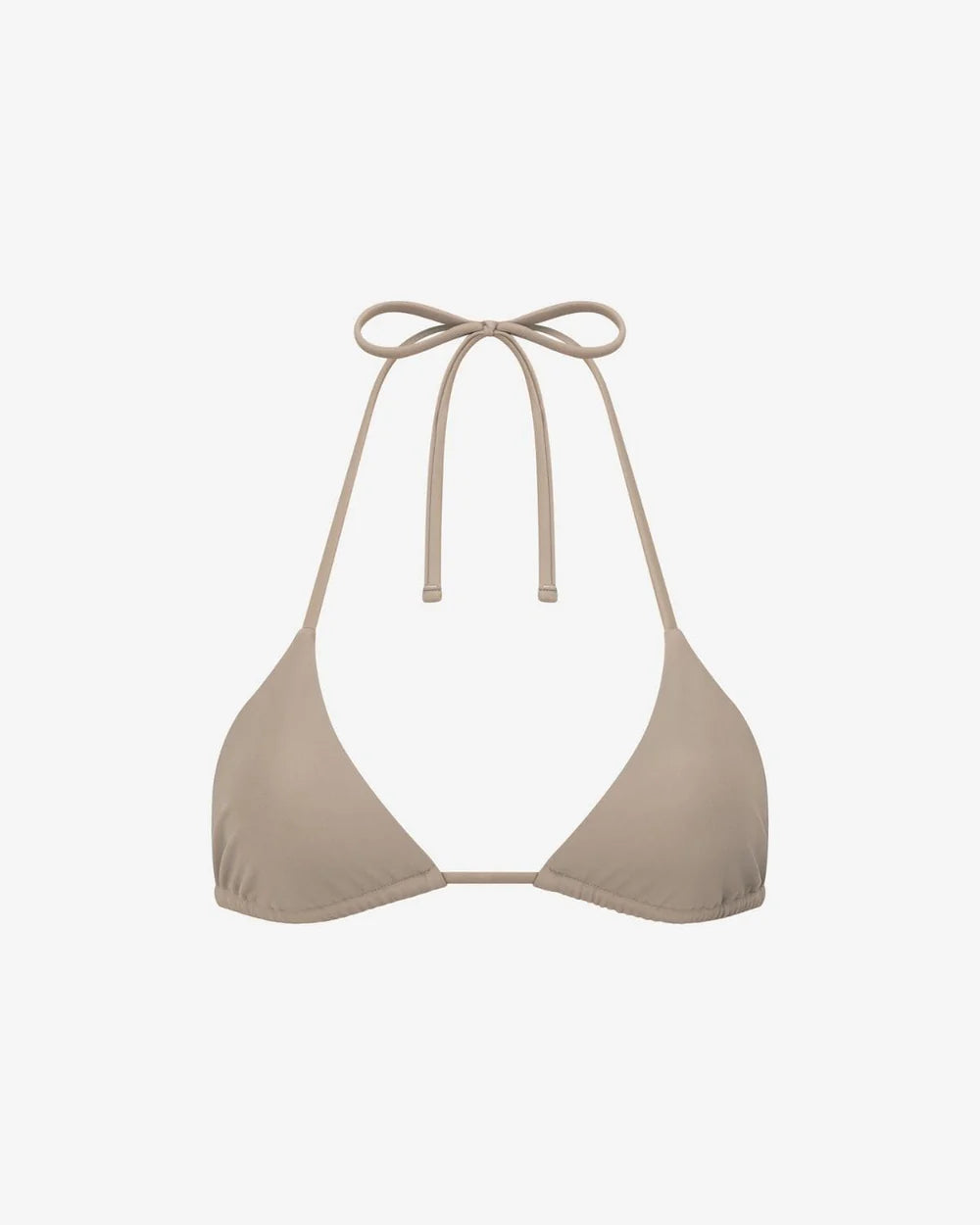 Essentials Top in Sand - Italian matte triangle swim top, front view